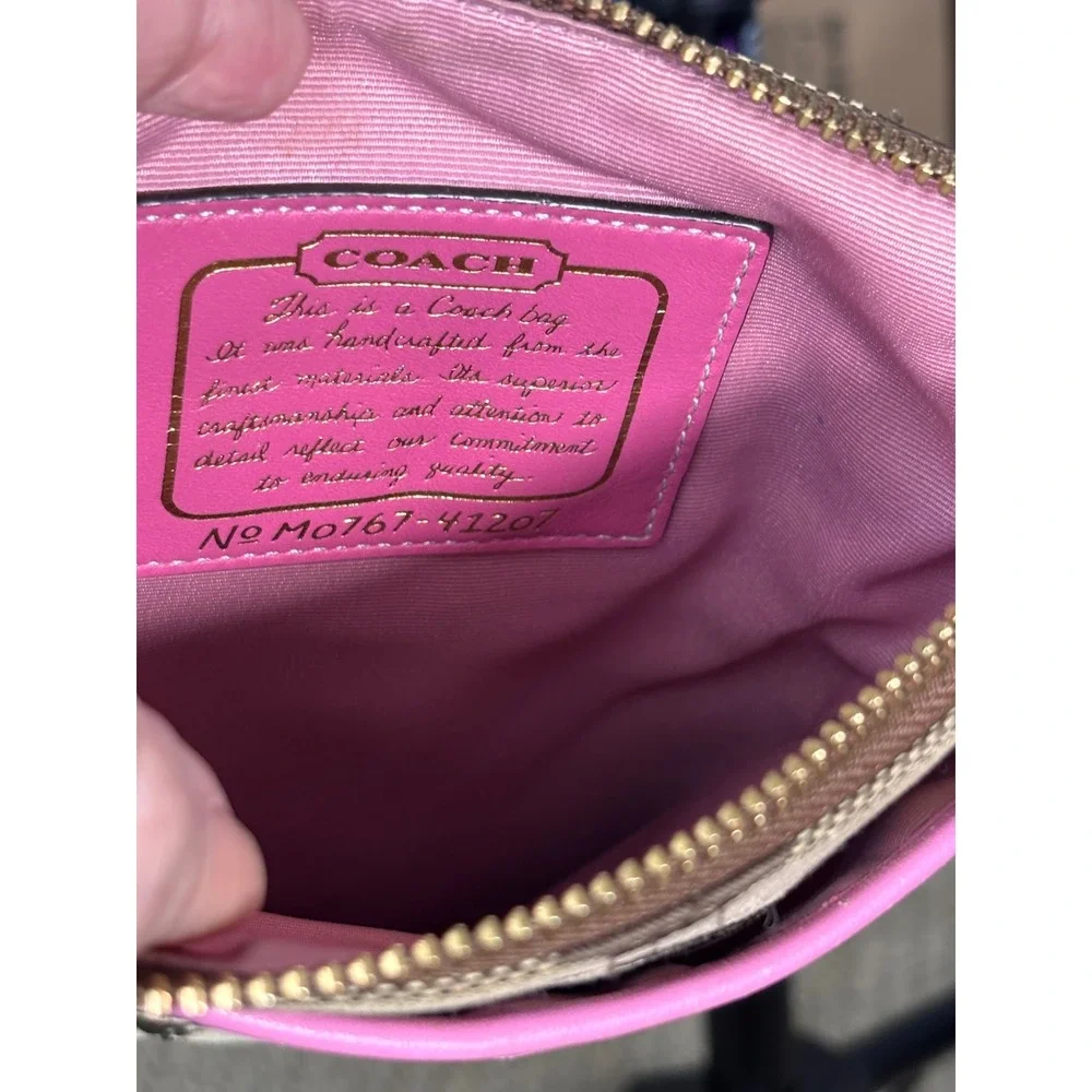 Coach Signature Stripe Swingpack Crossbody Bag Pink Tan Y2K Small Purse